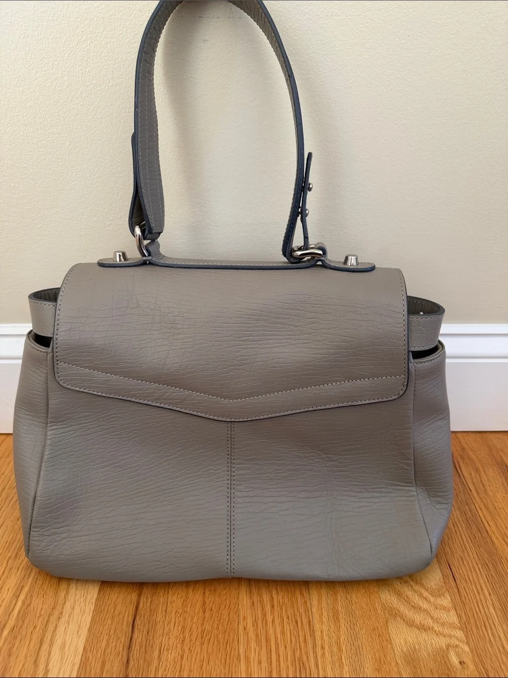 Trina Turk Lady Catherine Taupe Leather Top-Handle Satchel, NWOT